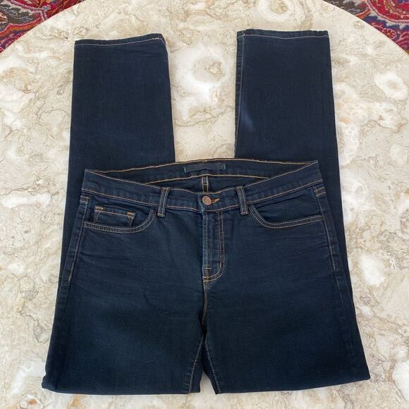 J Brand Curvy Fit Cigarette Leg Ink Wash (Dark Blue) Denim Stretch Jeans - Picture 5 of 12